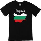 Cix Bulgaristan Haritalı ve Bayraklı XS Siyah Erkek T-shirt