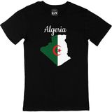 Cix Cezayir Haritalı ve Bayraklı 4XL Siyah Erkek T-shirt