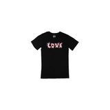 Cix Çiçekli Love Yazılı Siyah T-shirt