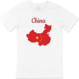 Cix Çin Haritalı ve Bayraklı Beyaz T-shirt