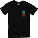 Cix Cix Gökkuşağı Renkli Batarya Cep Logo Tasarımlı Siyah T-shirt