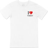 Cix Cix I Love Turkey Cep Logo Tasarımlı Beyaz T-shirt