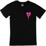 Cix Cix Pembe Aşk Balonu Cep Logo Tasarımlı Siyah Tişört