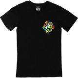 Cix Cix Rubik Küp Tasarımlı Cep Logo Tasarımlı Siyah Tişört