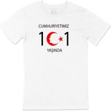 Cix Cumhuriyet Bayramı 101. Yıl Özel Tasarım 29 Ekim Atatürk Tişört - 3XL - 001 - Beyaz