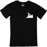 Cix Dağda Uluyan Kurt Siyah Cep Logo Tasarımlı Erkek T-shirt