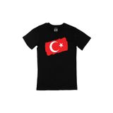 Cix Dikdörtgen Türk Bayraklı Kısa Kolu Siyah T-shirt