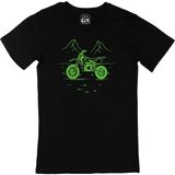 Cix Doğadaki Bisiklet Baskılı Kısa Kollu Siyah T-shirt