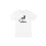 Cix Doğadaki Siyah Tilki Baskılı Kısa Kollu Beyaz T-shirt