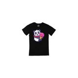 Cix Dondurmalı Panda Baskılı Kısa Kollu Siyah T-shirt