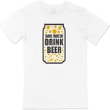 Cix Drink Beer Save Water Baskılı Beyaz Kısa Kollu T-shirt
