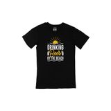 Cix Drinking Beer Tasarımlı Kısa Kollu Siyah T-shirt