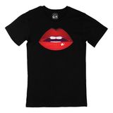 Cix Dudak ve Diş Baskılı Kısa Kollu Siyah T-shirt