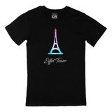 Cix Eiffel Tower Baskılı Yuvarlak Yaka Siyah T-shirt