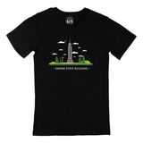 Cix Empire State Baskılı Yuvarlak Yaka Siyah T-shirt