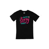 Cix Enjoy every Moment Baskılı Yuvarlak Yaka Siyah T-shirt