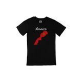 Cix Fas Haritalı ve Bayraklı Baskılı Yuvarlak Yaka Siyah T-shirt