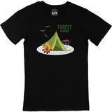 Cix Forest Camping Baskılı Yuvarlak Yaka Siyah T-shirt