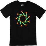 Cix Fraktal Tasarımlı Baskılı Yuvarlak Yaka Siyah T-shirt