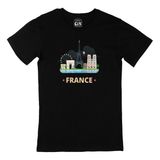 Cix Fransa Baskılı Yuvarlak Yaka Siyah T-shirt