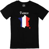Cix Fransa Haritalı ve Bayraklı Baskılı Yuvarlak Yaka Siyah T-shirt