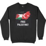 Cix Free Palestine Baskılı Yuvarlak Yaka Siyah Tişört Sweatshirt
