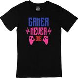 Cix Gamer Never Die Baskılı Yuvarlak Yaka Siyah T-shirt