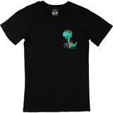 Cix Gitarlı Dinozor Cep Logo Tasarımlı Siyah T-shirt