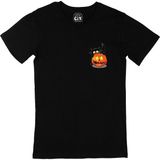 Cix Halloween Kedi Cep Logo Tasarımlı Siyah T-shirt