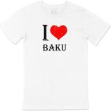 Cix I Love Bakü Baskılı Beyaz Unisex T-shirt