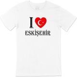 Cix I Love Eskişehir Baskılı Beyaz Unisex T-shirt