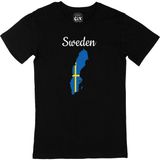 Cix İsveç Haritalı ve Bayraklı Siyah T-shirt
