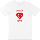 Cix Izmir Türkiye Bayraklı Kalpli Tişört - 5XL - Beyaz