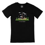 Cix Kanada CN Kulesi Desenli Yuvarlak Yaka Siyah T-shirt