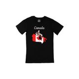 Cix Kanada Harita ve Bayrak Desenli Yuvarlak Yaka Siyah T-shirt