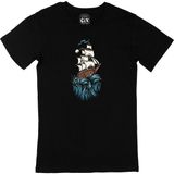 Cix Karadeniz Taka Desenli Yuvarlak Yaka Siyah T-shirt