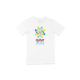 Cix Katar 2022 Dünya Kupası Baskılı Yuvarlak Yaka Beyaz T-shirt