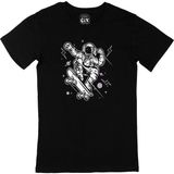 Cix Kaykaylı Astronot Baskılı Yuvarlak Yaka Siyah T-shirt