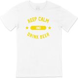 Cix Keep Calm Drink Beer Yazılı Yuvarlak Yaka Beyaz T-shirt