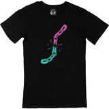 Cix Kır Zincirlerini Baskılı Yuvarlak Yaka Siyah T-shirt