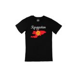 Cix Kırgızistan Haritalı ve Bayraklı Siyah Erkek T-shirt