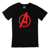Cix Kırmızı Avengers Logolu Yuvarlak Yaka Siyah T-shirt