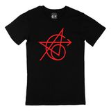 Cix Kırmızı Avengers Simgeli Yuvarlak Yaka Siyah T-shirt