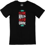 Cix Kırmızı Escape Reality Yazılı Yuvarlak Yaka Siyah T-shirt