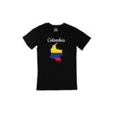 Cix Kolombiya Haritalı ve Bayraklı Baskılı Siyah Erkek T-shirt