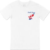 Cix Kuzey Kore Haritalı ve Bayraklı Cep Logo Beyaz Erkek T-shirt