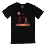 Cix Love In Paris Baskılı Yuvarlak Yaka Siyah T-shirt