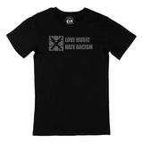 Cix Love Music Hate Racism Yazılı Yuvarlak Yaka Siyah T-shirt