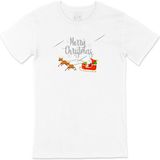 Cix Merry Christmas Santa Baskılı Yuvarlak Yaka Beyaz T-shirt