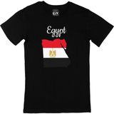 Cix Mısır Haritalı ve Bayraklı Baskılı Siyah Unisex T-shirt